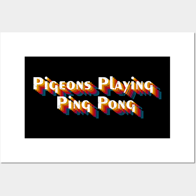 retro vintage Pigeons Playing Ping Pong Wall Art by TulenTelan